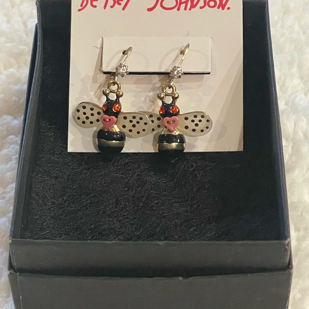 Betsey Johnson Pink and Gold Earrings